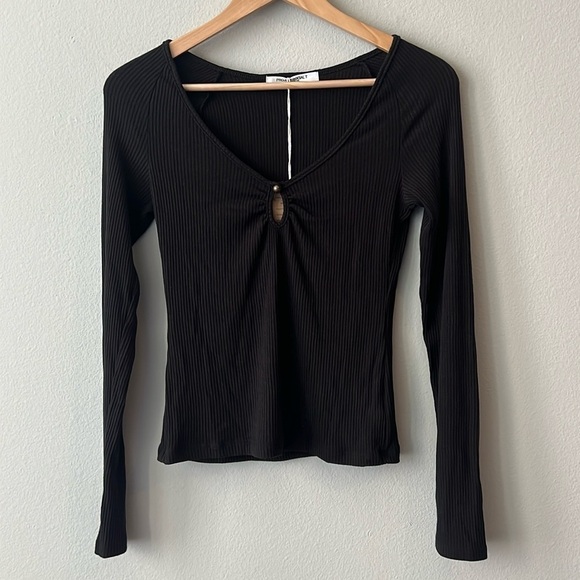 Project Social T Tops - Project Social T Iris Peekaboo Longsleeve Top in Black NWT!